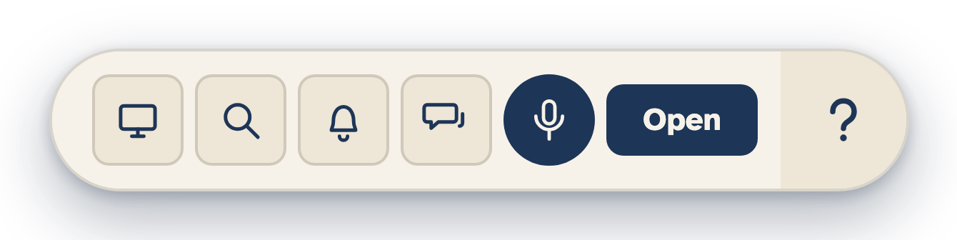 The Porchlight bar, with a microphone button and an Open button